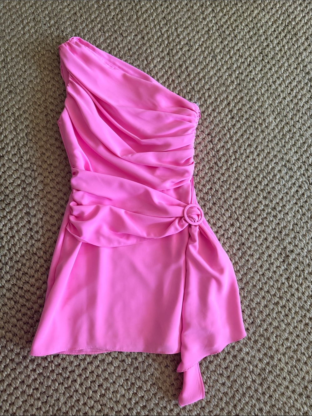 Amanda Uprichard Hot Pink One-Shoulder Mini Dress